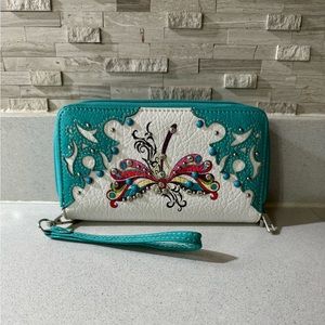 Dragonfly Rhinestone Studded Full Size Wallet